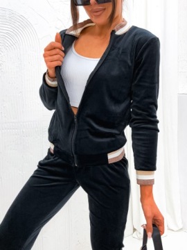 ЖЕНСКИЙ ВЕЛЮРОВЫЙ СПОРТИВНЫЙ КОМПЛЕКТ, СВИТШОТ-БОМБЕР НА МОЛНИИ, ЦВЕТА