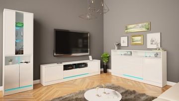 ВИТРИНА DISPARO 1 180см МАТОВЫЙ БЕЛЫЙ ГЛЯНЕЦ + RGB LED