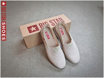 Espadryle damskie Big Star beżowe tenisówki wsuwane FF276026 37