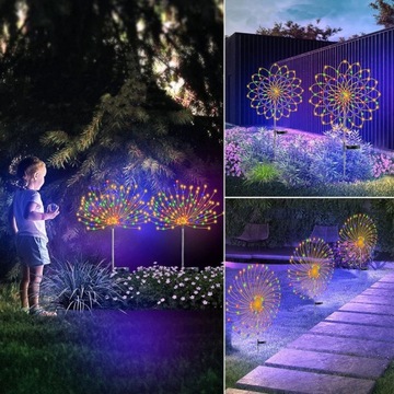 2 шт. СОЛНЕЧНЫЕ САДОВЫЕ ФОНАРИ Одуванчик, ДЕРЕВО, ФЕЙЕРВЕРК, УКРАШЕНИЕ, 150 светодиодов