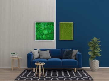 КАРТИНА из МОСА в деревянной рамке 50х50 см подушка из мха УКРАШЕНИЕ МХОМ