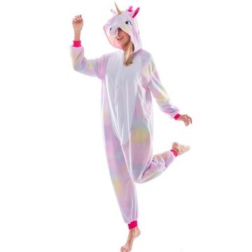 KIGURUMI ONESIE PIŻAMA KOSTIUM JEDNOROŻEC TĘCZOWY ROZ.M
