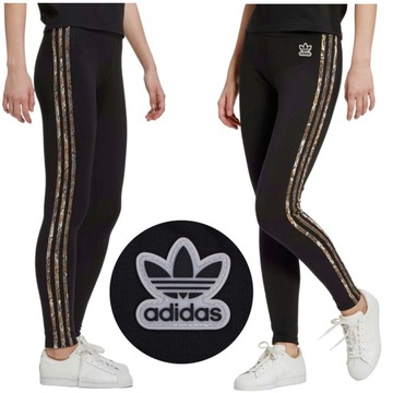 Legginsy Adidas Trefoil Originals Getry Bawełniane Czarne 3-Stripes 3XS