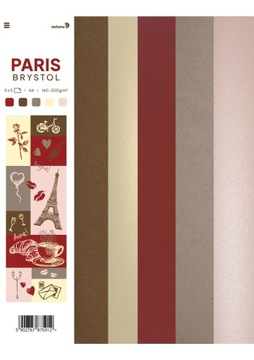 Karton brystol kolorowy zestaw Paris A4 - 25ark.