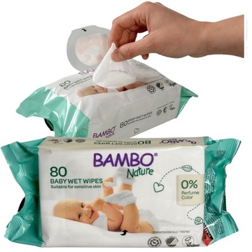 CHUSTECZKI NAWILŻANE BAMBO NATURE Ekologiczne 80szt bez perfum i parabenów