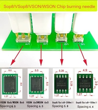 Sonda pomiarowa (klips) SO8 150mils (SOIC 8-pin) z przewodem i adapterem