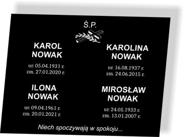 Tablica nagrobna Tabliczka nagrobkowa 40x30cm