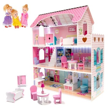 Domek dla lalek Pakamena DOMEK DLA LALEK 70 cm + 3 LALKI
