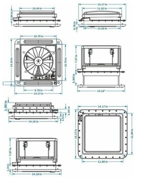 Крышный вентилятор для окна прицепа-кемпера со светодиодным вентилятором 28x28
