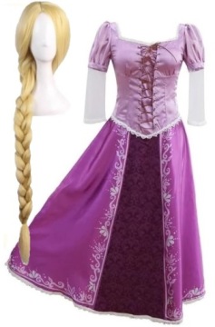 STRÓJ KOSTIUM SUKIENKA ROSZPUNKA COSPLAY DLA DOROSŁYCH M/L 164/170 ZESTAW