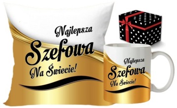 Zestaw poduszka + kubek DLA SZEFOWEJ NA PREZENT