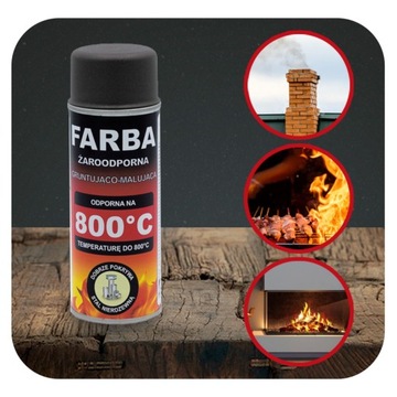 FARBA ŻAROODPORNA W SPRAYU DO KOMINKA PIECA 400 ML HANSA CIEMNY BRĄZ 800°C