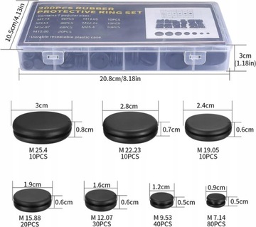 ЗАГЛУШКИ ДЛЯ ТЕХНОЛОГИЧЕСКИХ ОТВЕРСТИЙ MIX 200 ШТ. РЕЗИНОВЫЕ втулки