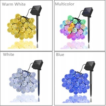 GIRLANDA LAMPKI OGRODOWE SOLARNE 50 LED KULKI 7M