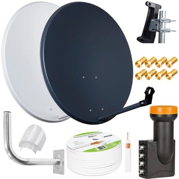 ANTENA czasza SATELITARNA 80 ZESTAW CU QUAD HD 4K