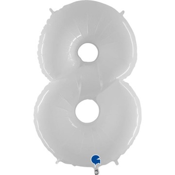 Balon Cyfra 8 - 102 cm Biała