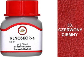 CIEMNY CZERWONY 33 RENOSKÓR 30 ml WILBRA LAKIER FARBA DO BUTÓW SKÓRY G10-01