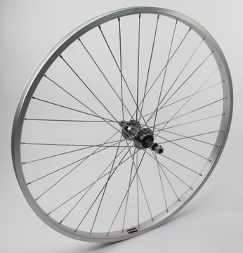 Koło tył ML-08 srebrne aluminiowo-stal 28″, 31993