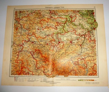 MAPA NIEMCY TURYNGIA I OKOLICE 1934 Minerva Atlas
