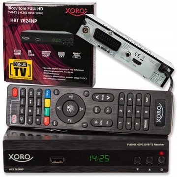 TUNER DEKODER TV NAZIEMNEJ DVB-T2 H.265 HEVC FULL HD HDMI SCART USB PILOT