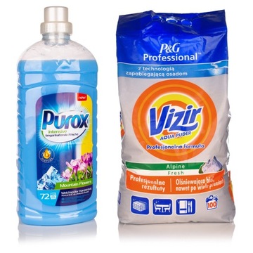 Proszek do Prania Białego VIZIR 5,5kg + Koncentrat do Płukania PUROX, 1,8L