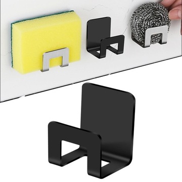 ЧЕРНЫЕ САМОКЛЕЯЩИЕСЯ ДЕРЖАТЕЛИ ДЛЯ КУХОННОЙ ГУБКИ x4