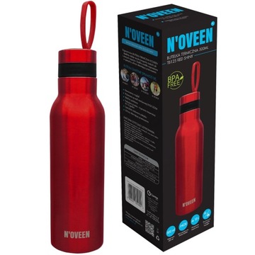 BUTELKA TERMICZNA TERMOS TURYSTYCZNY 500ml STAL RED SHINY CZERWONA N'OVEEN