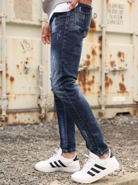 SPODNIE JEANSOWE Z Dziurami Skinny Fit MĘSKIE Niebieskie Sprane i8 Denim 36