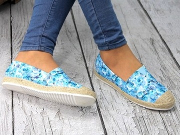 BALERINKI DAMSKIE WYGODNE ESPADRYLE W KWIATY r 36