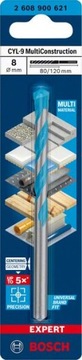 BOSCH Wiertło EXPERT CYL-9 MultiConstruction 8 x 80 x 120 mm