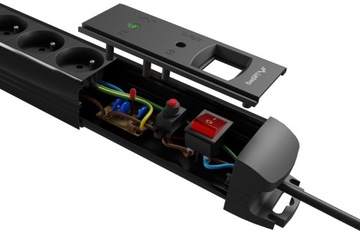 Удлинительный кабель с защитой от перенапряжения и переключателем, 5 розеток, 1,5 м
