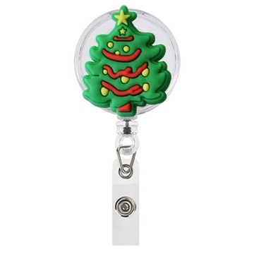 1 PCS Christmas Tree Ball Snow Man Santa Claus Retractable Pull Badge Reel