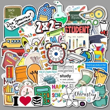 WLEPY STUDENTCKIE NAKLEJKI STICKERBOMB MIX 50 SZT