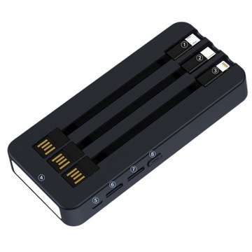 POWERBANK 20000 мАч USB C IPHONE LIGHTNING МИКРОКАБЕЛИ POWER-BANK TORCH