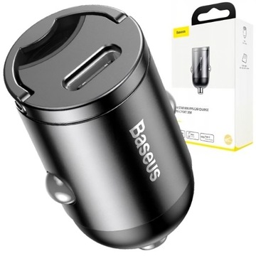 BASEUS MOCNA SZYBKA ŁADOWARKA SAMOCHODOWA USB-C TYP-C PD 30W 3A QC 3.0