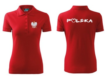 Koszulka Polo KIBICA POLSKA ORZEŁEK damska haft xS