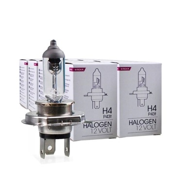10x Żarówka Halogenowa M-Tech H4 P43t 12V 60/55W