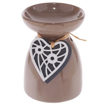 Ceramiczny kominek zapachowy 11,5cm brązowy serce