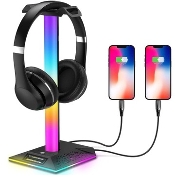 ПОДСТАВКА ДЛЯ ИГРОВЫХ НАУШНИКОВ С 10 СВЕТОВЫМИ ЭФФЕКТАМИ И USB-ПОРТАМИ