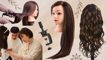 Головка для обучения парикмахерскому искусству, штатив 60 см, натуральные волосы для расчесывания