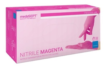 Rękawiczki nitrylowe M fuksja RED ROSE 100szt medaSEPT MAGENTA