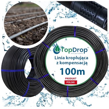 Linia kroplująca rura DO NAWADNIANIA 100m Wąż kropelkujący + KOMPENSACJA