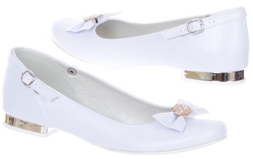 Buty komunijne dla dziewczynki baleriny białe 38