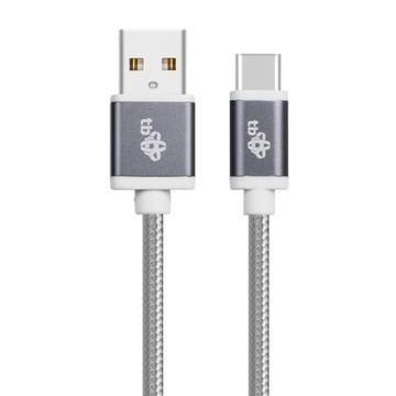 Кабель TB USB-USB C 1,5 м, серый шнур премиум-класса