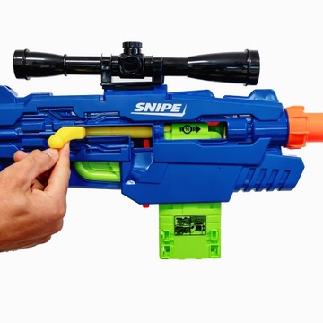 BUZZ BEE SNAJPERKA MASTER TEK + ZESTAW 12 NAKLEJEK CELI NERF