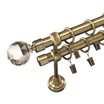Podwójny 19+19 mm KARNISZ złoty nad okno 240 cm