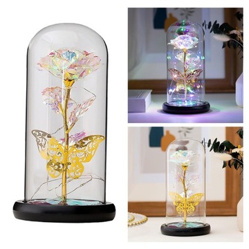 Романтическая роза в куполе разноцветного светодиодного света