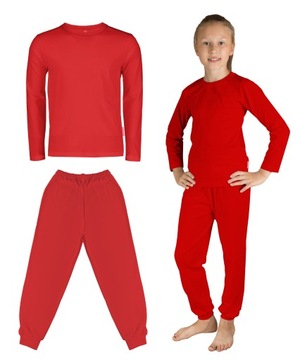 134 CZERWONA BLUZKA SPODNIE NA PRZEDSTAWIENIE WIOSENNE STRÓJ BIEDRONKA