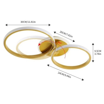 LAMPA SUFITOWA LED OKRAGLA RING ŻYRANDOL ZŁOTY NOWOCZESNY 42W 3000K
