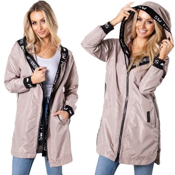 FASHION LETNIA LUŹNA KURTKA Z SUWAKAMI PROSTA PARKA Z KAPTUREM KOLORY XXL